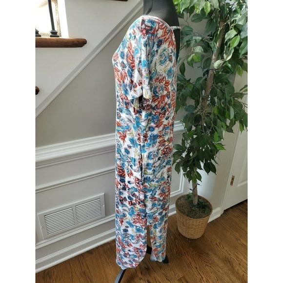 Annabelle Women's Multicolor Rayon Short Sleeve Deep V-Neck Maxi Dress Size S - Picture 7 of 12